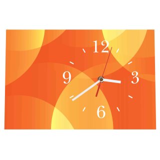LAUTLOSE Designer Tischuhr Abstrakt orange rundes Muster Standuhr modern Dekoschild Bild 30 x 20cm