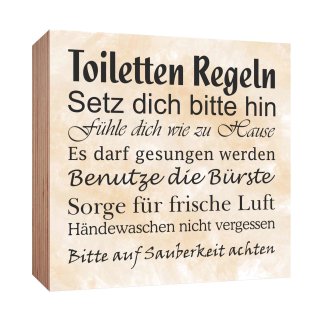 Holzschild Toiletten Regeln Holzbild zum hinstellen oder aufh&auml;ngen Bild mit Spruch aus Holz Wandschild Dekoschild