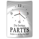 LAUTLOSE Designer Wanduhr mit Spruch Die besten Partys...