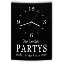 LAUTLOSE Designer Wanduhr mit Spruch Die besten Partys...