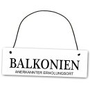 Metallschild Balkonien anerkannter Erholungsort 25 x 8 cm...