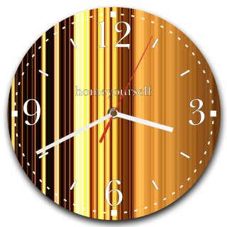 LAUTLOSE runde Wanduhr Beige Braun Streifen aus Metall Alu-Verbund lautlos Uhrwerk rund modern Dekoschild Bild 30 x 30cm