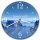 LAUTLOSE runde Wanduhr Blau Berge See Bergsee aus Metall Alu-Verbund lautlos Uhrwerk rund modern Dekoschild Bild 30 x 30cm