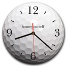 LAUTLOSE runde Wanduhr Golfball Golf wei&szlig; aus Metall Alu-Verbund lautlos Uhrwerk rund modern Dekoschild Bild 30 x 30cm