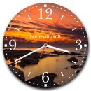 LAUTLOSE runde Wanduhr Sonnenaufgang Wasser Strand Meer aus Metall Alu-Verbund lautlos Uhrwerk rund modern Dekoschild Bild 30 x 30cm