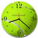LAUTLOSE runde Wanduhr Tennis Tennisball gelb aus Metall...