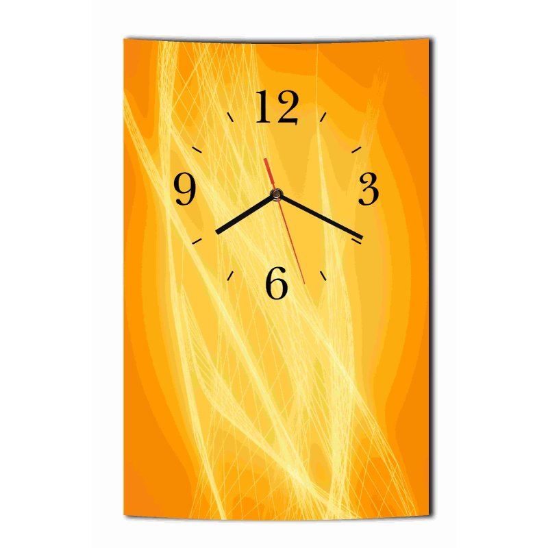 LAUTLOSE Designer Wanduhr Abstrakt orange gelb Uhr hochkant rechtecki