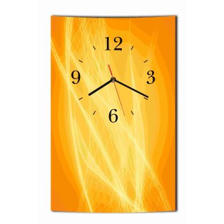 LAUTLOSE Designer Wanduhr Abstrakt   orange gelb Uhr hochkant rechteckig  Bild Dekoschild Bild 25 x 39 cm