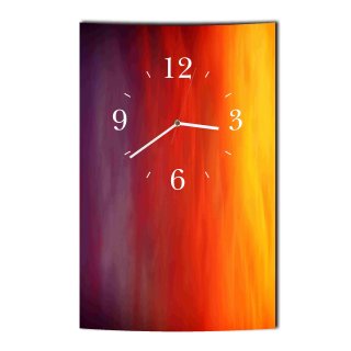 LAUTLOSE Designer Wanduhr Abstrakt orange gelb Uhr hochkant rechtecki