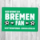 homeyourself Holzschild Fu&szlig;ball Schild in 12 x 18 cm - Hier wohnt ein Bremen Fan