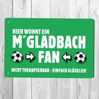 homeyourself Holzschild Fu&szlig;ball Schild in 12 x 18 cm - Hier wohnt ein M&ouml;nchengladbach Gladbach Fan