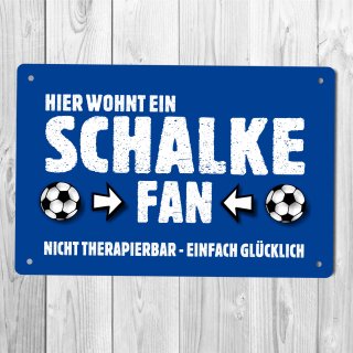 homeyourself Holzschild Fu&szlig;ball Schild in 12 x 18 cm - Hier wohnt ein Schalke Fan