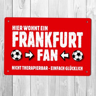 homeyourself Holzschild Fu&szlig;ball Schild in 12 x 18 cm - Hier wohnt ein Frankfurt Fan