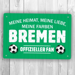homeyourself Holzschild Fu&szlig;ball Schild in 12 x 18 cm - Meine Heimat Liebe Farben Bremen offizieller Fan