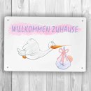 homeyourself Holzschild in 12 x 18 cm - Geburt Willkommen...