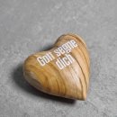 homeyourself Herz Handschmeichler aus Holz Gott segne dich in Geschenkverpackung Gl&uuml;cksbringer Olivenholz aus Betlehem