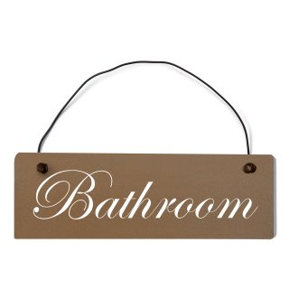 Bathroom Dekoschild T&uuml;rschild braun mit Draht