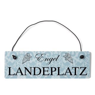 Engel Landeplatz Dekoschild T&uuml;rschild blau mit Draht