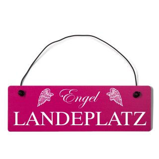 Engel Landeplatz Dekoschild T&uuml;rschild pink mit Draht