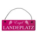 Engel Landeplatz Dekoschild T&uuml;rschild pink mit Draht