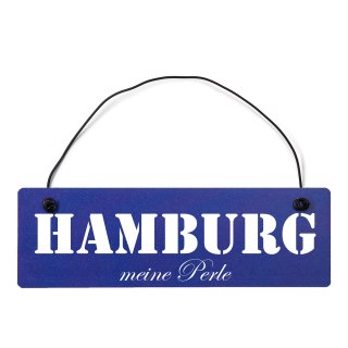 Hamburg Dekoschild T&uuml;rschild hellblau mit Draht