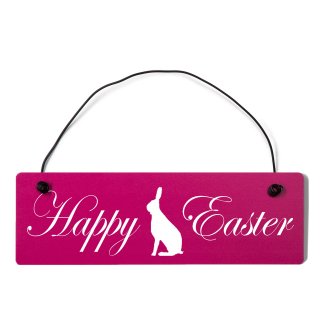 Happy Easter Dekoschild T&uuml;rschild pink mit Draht