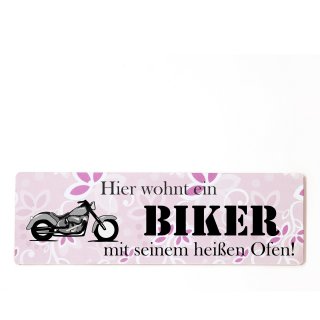 Hier wohnt ein Biker mit seinem hei&szlig;en Ofen Dekosc... rosa zum kleben