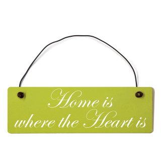 Home is where the heart is Dekoschild T&uuml;rschild gr&uuml;n mit Draht