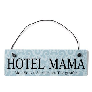 Hotel Mama Dekoschild T&uuml;rschild blau mit Draht