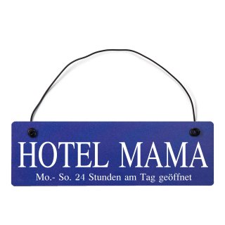 Hotel Mama Dekoschild T&uuml;rschild hellblau mit Draht