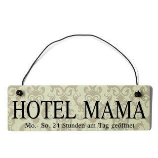 Hotel Mama Dekoschild T&uuml;rschild beige mit Draht