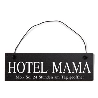 Hotel Mama Dekoschild T&uuml;rschild schwarz mit Draht