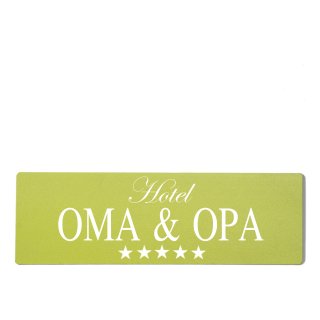 Hotel Oma &amp; Opa Dekoschild T&uuml;rschild gr&uuml;n zum kleben