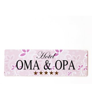 Hotel Oma &amp; Opa Dekoschild T&uuml;rschild rosa zum kleben