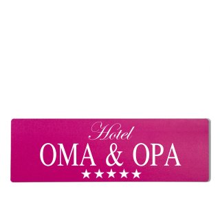 Hotel Oma &amp; Opa Dekoschild T&uuml;rschild pink zum kleben