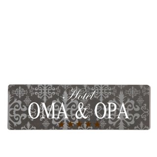 Hotel Oma &amp; Opa Dekoschild T&uuml;rschild lila zum kleben