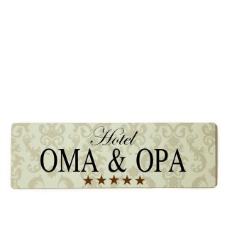 Hotel Oma &amp; Opa Dekoschild T&uuml;rschild beige zum kleben