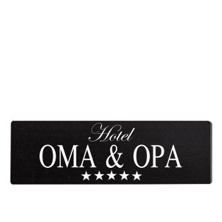 Hotel Oma &amp; Opa Dekoschild T&uuml;rschild schwarz zum kleben