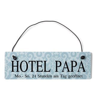 Hotel Papa Dekoschild T&uuml;rschild blau mit Draht