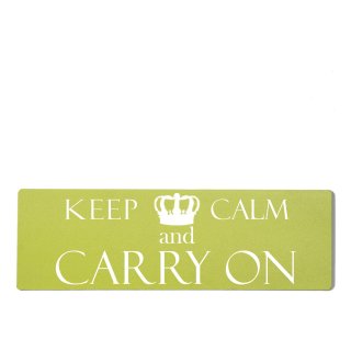 Keep Calm and Carry on Dekoschild T&uuml;rschild gr&uuml;n zum kleben