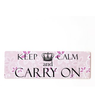 Keep Calm and Carry on Dekoschild T&uuml;rschild rosa zum kleben